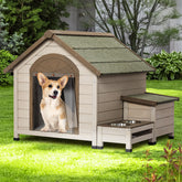 40" Outdoor Fir Wood Dog House with An Open Roof Ideal For Small to Medium Dogs